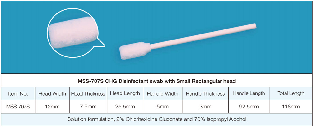 MSS-707S CHG Disinfectant Swab with Small Rectangular Head